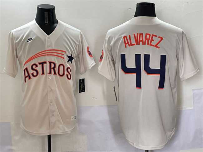 Men%27s Houston Astros #44 Yordan Alvarez Cream Throwback Cooperstown Collection Limited Stitched Jersey